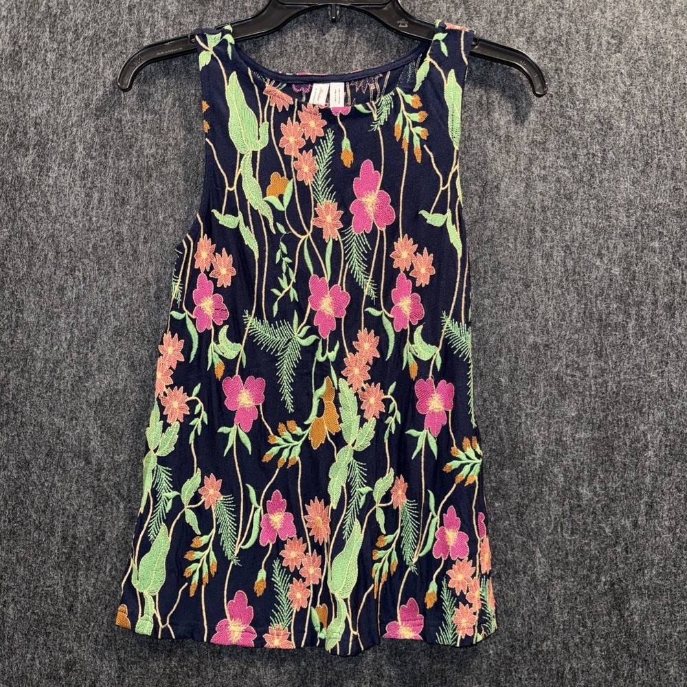 Anthropologie Meadow Rue Embroidered Floral Tank Top Size XS Boho Sleeveless